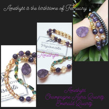 SALE - Amethyst + Quartz Mala Bracelet with Druzy Charm