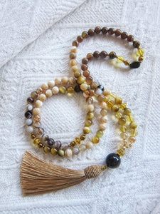 108 Inner Golden Glow Mala Beaded Necklace