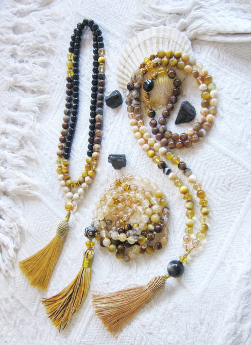 Bohemian Necklaces in Goddess Gold Tone Mala Necklace