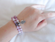 27 Bead Mala Bracelet in Kunzite and Lavender Quartz