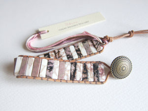 Pink Black Sakura Cherry Blossom Tubestone Bracelet