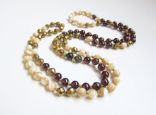 Mother of Pearl, Red Garnet, Gold Hematite Boho Necklace