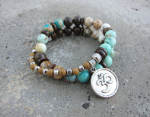 Bohemia Peruvian Mala Bracelet in Aqua Jasper, African Opal, Bronzite, Green Peru Turquoise