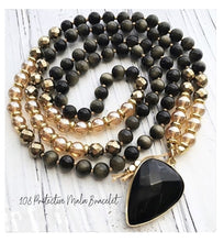 Black Gold Obsidian, Gold Aura Quartz Protective Mala Bracelet