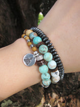 Bohemia Peruvian Mala Bracelet in Aqua Jasper, African Opal, Bronzite, Green Peru Turquoise