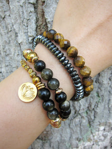 Black Gold Obsidian Protective Mala Bracelet