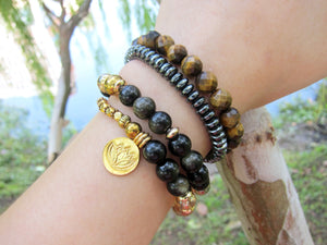 Black Gold Obsidian Protective Mala Bracelet