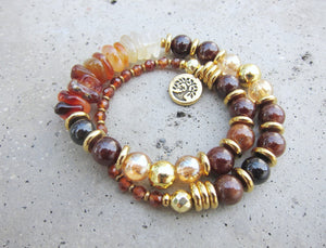 Spessartine Garnet Gemstone Mala Bracelet for Confidence, Grounding + Balance