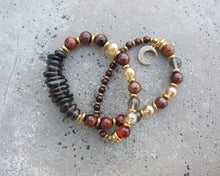 Confidence, Calming + Protection Mala Bracelet - Red Tiger Eye and Smoky Quartz