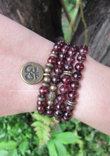 108 Bead Mala Necklace in Red Garnet - (convertible to Bracelet)