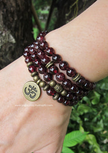 108 Bead Mala Bracelet/Necklace in Red Garnet