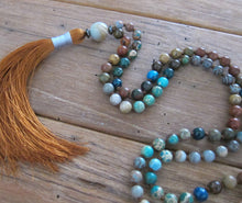 SALE - Long Tassel Mala Necklace in Jasper Stones