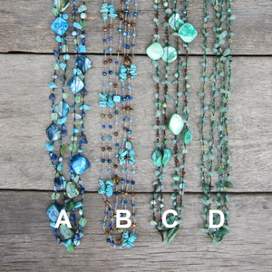 Bohemian Necklaces in Green Aventurine + Turquoise Blue Mix - ALL on SALE!