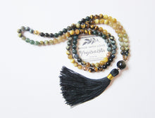 Yellow Honey, Golden Tiger Eye, Bloodstone in 108 Mala Necklace by Yogisnista