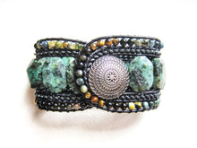 5 row cuff african turquoise beaded wrap bracelet in high premium quality finished