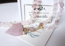 The Pink Goddess Mala Necklace in Rose Quartz Pendant