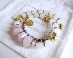 Love, Fertility, Pink Rose Quartz, Ruby Zoisite Mala Bracelet