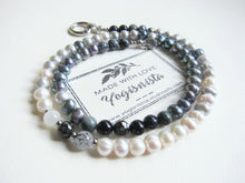 Balinese Baroque Grey Blue White Pearl Mala Bracelet - Balance, Fertility, Calming, Happiness