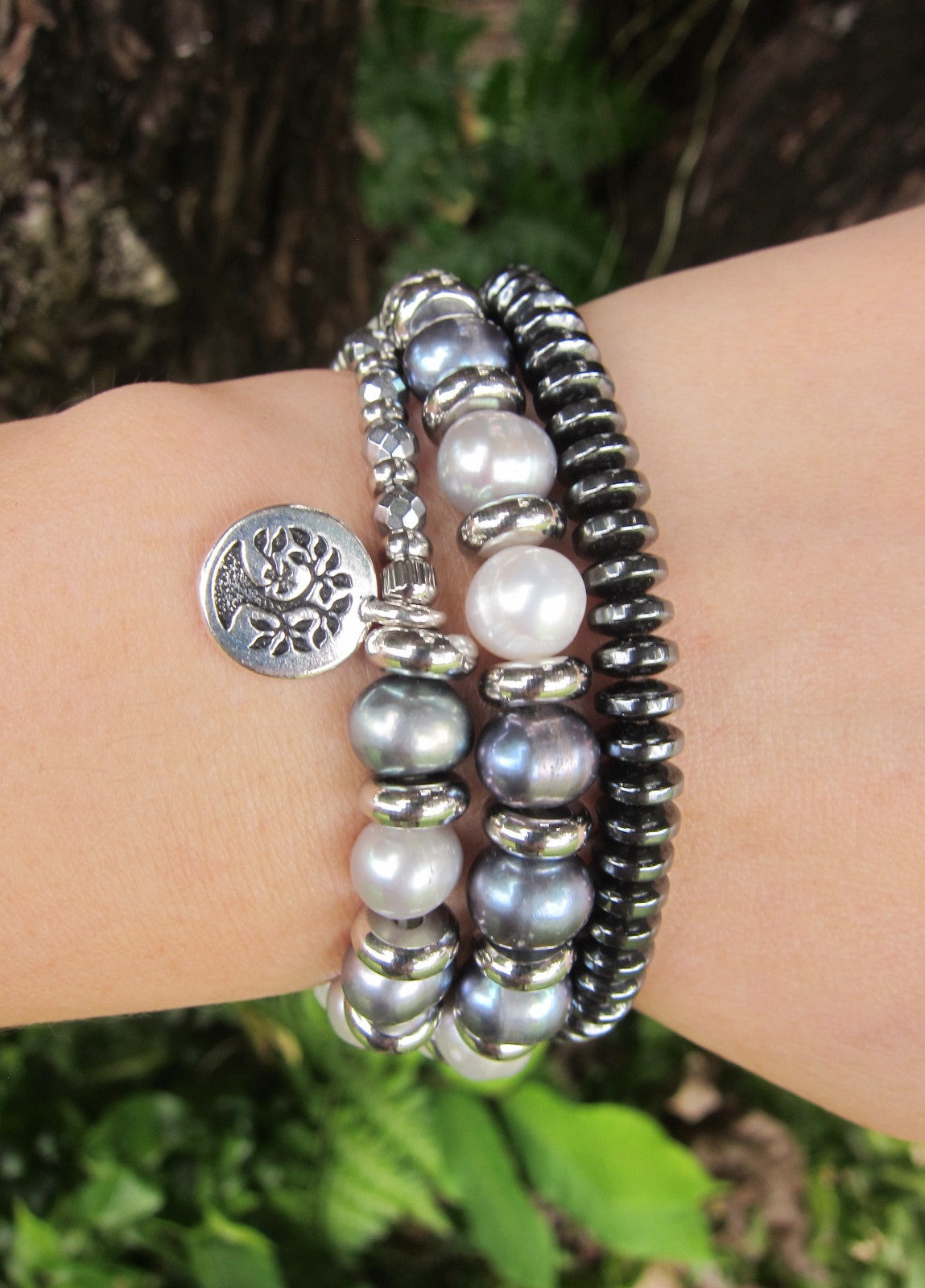 balinese pearl and silver bracelet