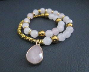 27 Bead Mala - Natural Pink Quartz Mala Bracelet