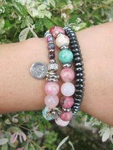 Female Goddess Mala Bracelet for Fertility, Balance, Empowerment w/ stainless steel Lotus Charm