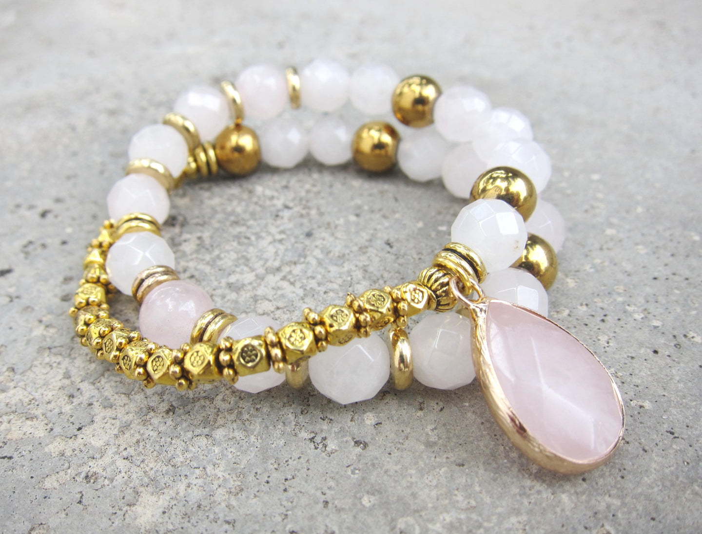 27 Bead Mala - Natural Pink Quartz Mala Bracelet