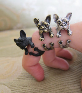 Animal French Bulldog Ring (available in 3 colors); Unique Realistic Frenchie Dog; French Bullie Ring; - yogisnista