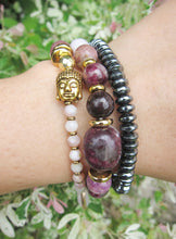 Plum Tourmaline, Pink Opal, Rose Quartz + Lepidolite in 27 Bead Mala Bracelet