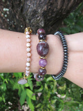 Plum Tourmaline, Pink Opal, Rose Quartz + Lepidolite in 27 Bead Mala Bracelet