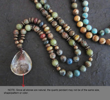 Rustic Bohemian Natural Quartz Pendant Beaded Necklace