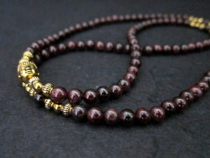 Black Onyx or Red Garnet Buddha Mala Beaded Bracelet/Necklace