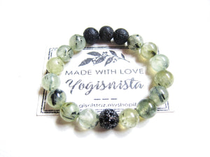 2 piece set - Prehnite, Green Bloodstone, Green Serpentine Jasper Mala Bracelets