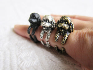 Animal Poodle Dog Ring; Animal Wrap Ring; Cute Puppy Dog Ring; Adjustable Puppy Dog Ring; - yogisnista