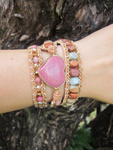 Pink Rhodonite Stone 3X Wrap Bracelet