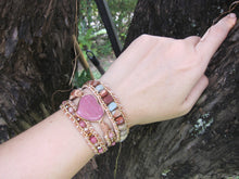 Pink Rhodonite Stone 3X Wrap Bracelet