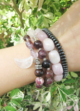 27 Bead in Watermelon Tourmaline, Purple Phantom Quartz, Rose Quartz and Moonstone