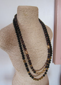 Tourmaline, Gold Hematite Beaded Necklace in Stainless Gold Clasp