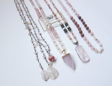 The Pink Goddess Mala Necklace in Rose Quartz Pendant