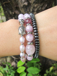 27 Bead Mala Bracelet in Kunzite and Lepidolite by Yogisnista