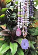 SALE - Ametrine, Amethyst, Charoite, Kunzite, Druzy Pendant Beaded Mala Necklace