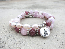 27 Bead Mala Bracelet in Kunzite and Lepidolite