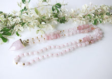 The Pink Goddess Mala Necklace in Rose Quartz Pendant