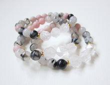 Pink Opal, Rose Quartz and Agate Single Mala Bracelet