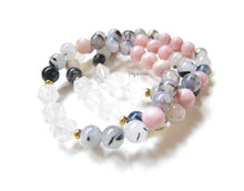 Pink Opal, Rose Quartz and Agate Single Mala Bracelet