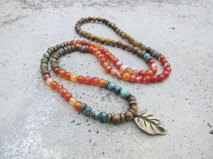 Vintage Turquoise Mandarin in 108 Mala Necklace - Vitality and Prosperity