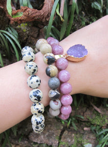 SALE - 3 piece set; Lepidolite, Sesame Jasper, Chohua Jasper Mala Bracelet Set