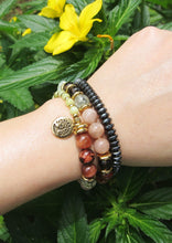 SALE - 27 Bead Mala in Smoky Quartz, Sunstone, Prehnite Bracelet