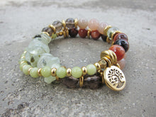 SALE - 27 Bead Mala in Smoky Quartz, Sunstone, Prehnite Bracelet