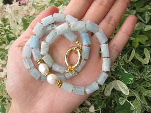 Aquamarine Beaded Necklace for Her - gift ideas for mothers day and Xmas!