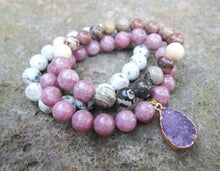 SALE - 3 piece set; Lepidolite, Sesame Jasper, Chohua Jasper Mala Bracelet Set